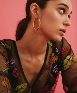 Mais X Frida All Products Golden Lilian Maxi Hoops